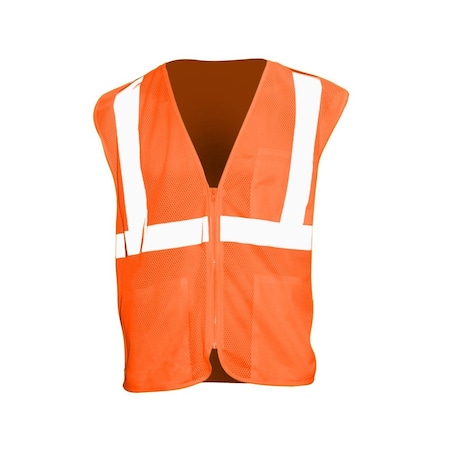 Magid High Visibility Vest L, XL Class 2 , Zipper 3 Pockets SVM1-O-LXL